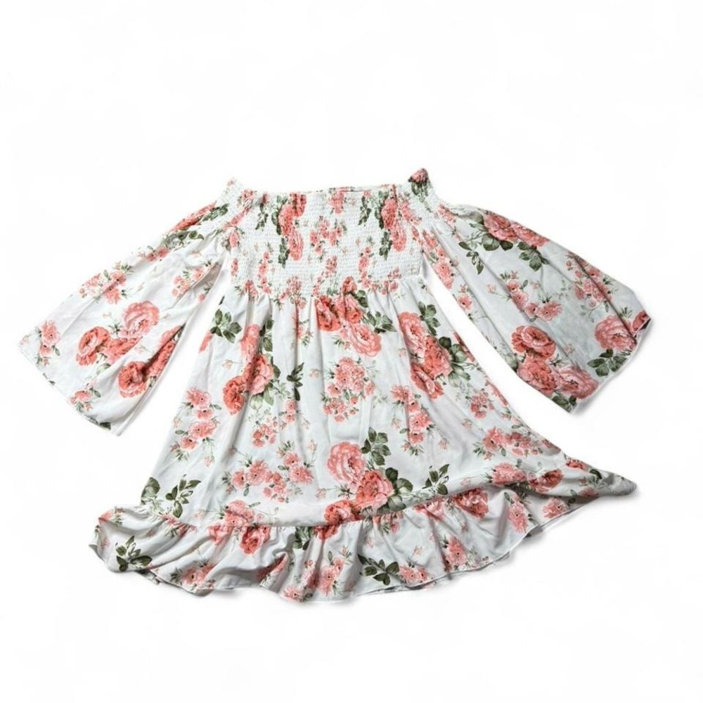Floral off the shoulder dress with bell sleeves